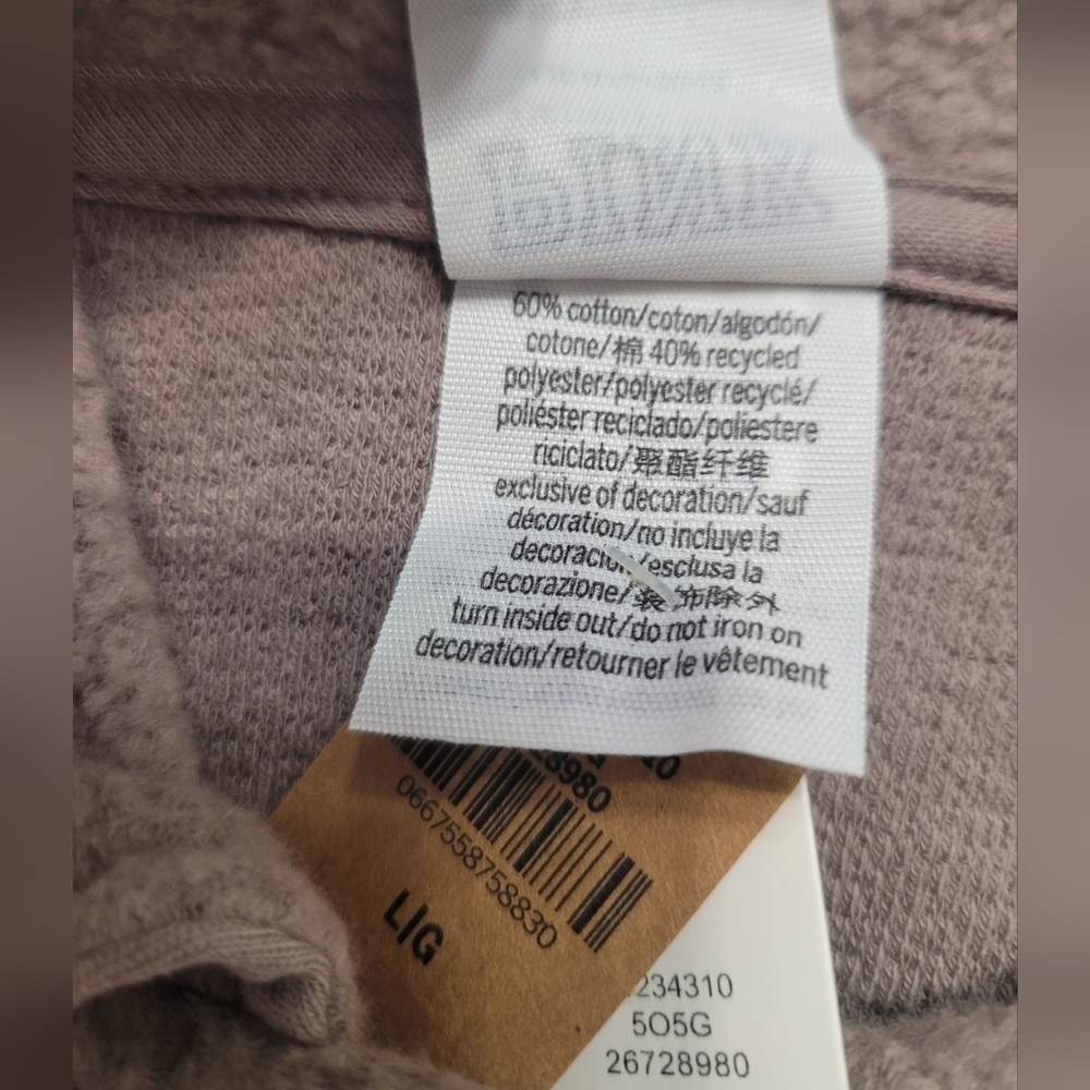 Victorias Secret PINK Fleece Varsity Cropped Sweatshirt Sz L Brown Sherpa Henley - Picture 8 of 9